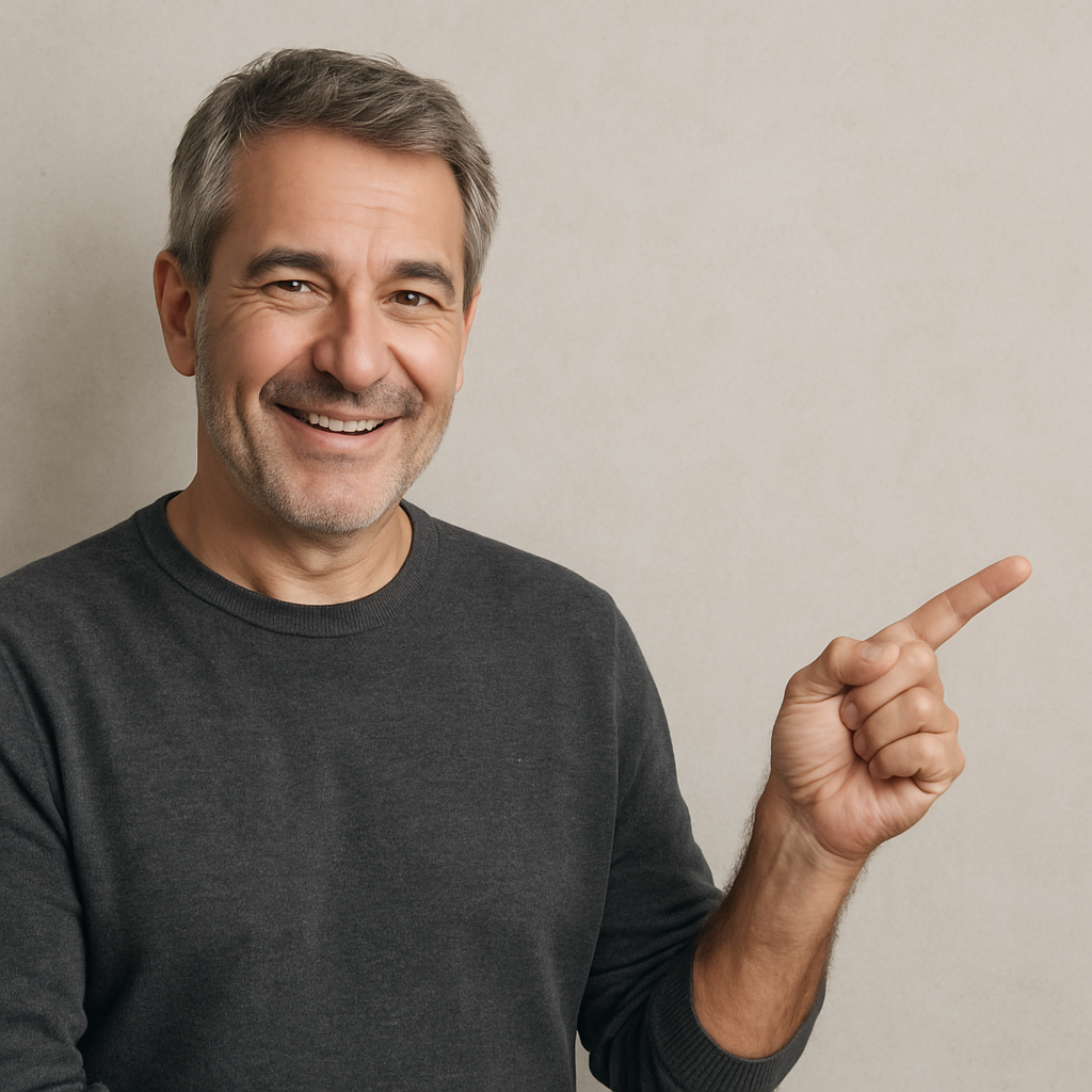 middle aged man pointing finger to right side of frame-1