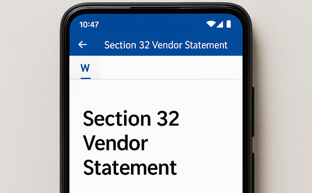 Section 32 Vendor Statement on phone